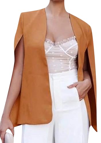 Women's Cape Blazer Solid Color Split Sleeved Casual Office Commuting Cape Jacket