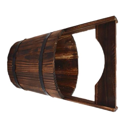 jojofuny Maceta Colgante Rústica de Madera Marrón para Plantas Suculentas, Jardinera Decorativa para Exterior, Maceta de Cerca para Jardín y Balcón, Contenedor Vintage para Flores