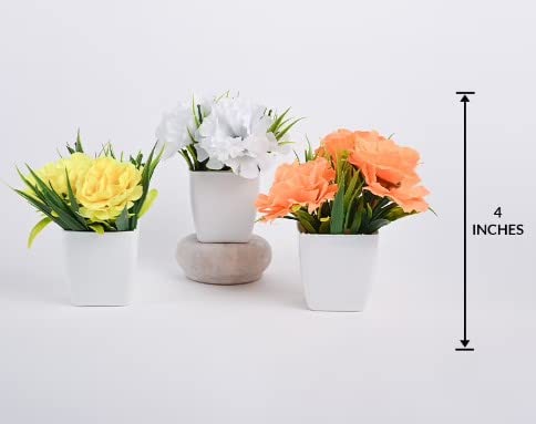 Image of Artificial Flower with Pots for Home Decoration Combo of 2PCs Artificial Forest Bonsai Plant with Plastic Pot for Office Items Desk Greenery Room Decor Plants Random Color Flower (Flower Pot)