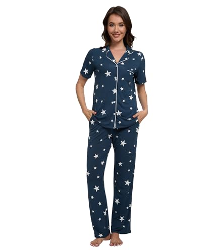 Image of WiWi Viscose from Bamboo Women's Pajamas Set Super Soft Button Down Top and Pants Sleepwear Cooling Pjs S-3X