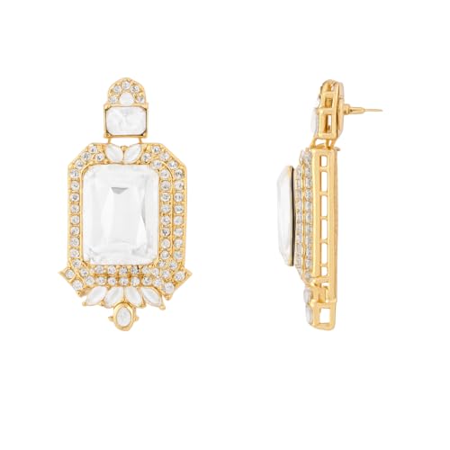 Image of I Jewels Gold Plated Stylish Design Crystal Diamond Necklace & Earrings Jewellery Set for Women