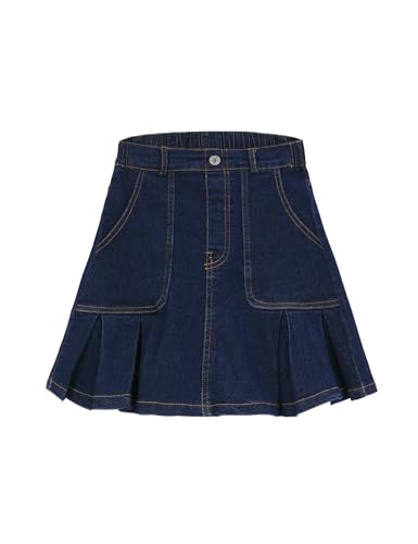 Image of 2026 Girl's Denim Skirts Elastic Waist Pleated Toddler Girls Jean Skirt Size 3-12