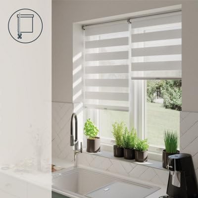 GoodHome Keston Store Enrouleur Jour/Nuit sans perçage cassé 80 x 180 cm