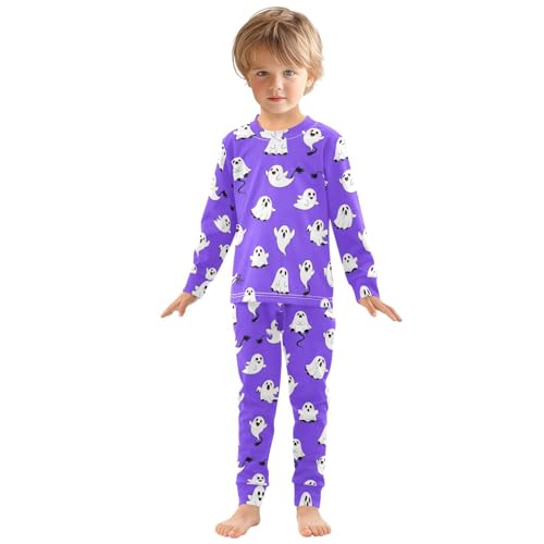 Pajama Sets Long Sleeve Cute Ghosts on Purple Soft Comfy Sleepwear 2 Piece PJS 3-8T2