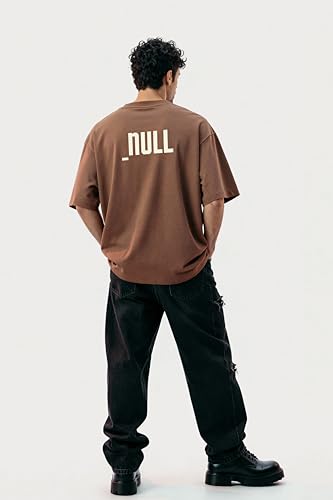 Image of Men's Relaxed Fit Cotton T-Shirt | Half Sleeve | 190 GSM | Drop Shoulder | Crew Neck | White | Null Print | Pre-Shrunk & Bio-Washed