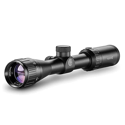 Hawke Vantage 2-7x32 AO Mil-Dot Waterproof Fogproof Shockproof Aluminium Hunting Scope with Match Mount 2-Piece 1in Medium Weaver Scope Rings (14111+22113), Black - Hawke