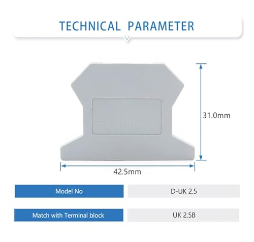 Embout D-UK 2.5 isolant de haute précision pour bornier UK-2.5B - 2