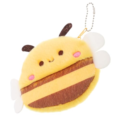HEMOTON Mini Monedero de Peluche con Diseño de Abeja Ruborizada Suave y Adorable Llavero Juguete Bolsa para Monedas Funcional para Niñas Accesorio Divertido y Portátil