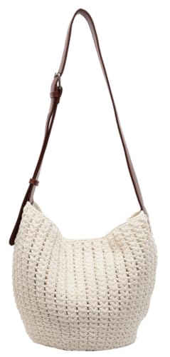 Knit Bucket Boho Shoulder Bag for Women Large Crochet Slouchy Handbag Woven Summer Beach Crossbody Tote Purse