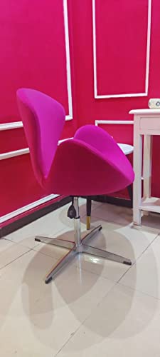 Image of Modern Swivel Lounge Chair with Hydraulic Lift for Home Office Hotel Cafe (Pink, Faux Leather)