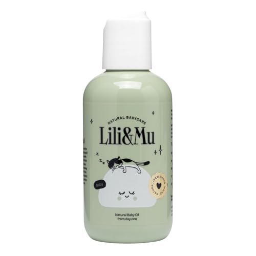 Lili&Mu Natürliche Pflegeöl, pflegendes Babyöl 150 ml - Babypflege Massageöl mit Jojobaöl Ringelblumenextrakt Vitamin E, Öl für zarte Babyhaut, Vegan Körperöl Ideal ...