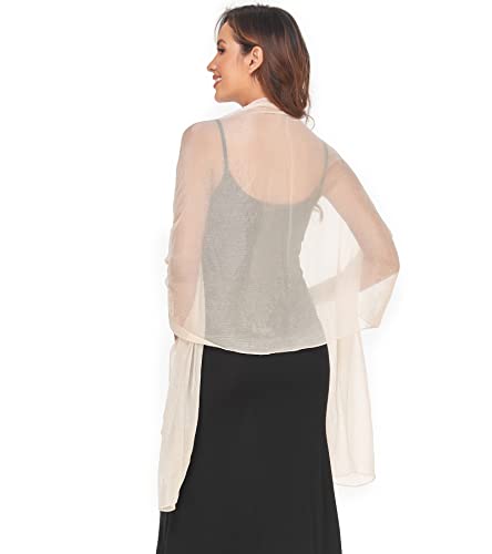 Survodja Womens Soft Silky Shawls And Wraps For Evening Dress Elegant Wedding Bride Bridesmaid Scarves(Champagne,79''×18'’) #TOP5