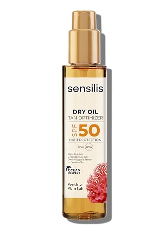 Sensilis - Aceite Solar Corporal Bronceador, Protege y Potencia el Bronceado, con Filtros SPF50 y Aceites Nutritivos de Origen Natural, Fragancia Veraniega - 150 ml