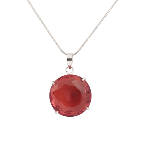 GEMHUB Gmestone For Jewelry Making 108.00 Carat Color Changing Alexandrite Gemstone Pendant With Chain Sterling Silver Round Cut Pendant With Chain