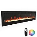 70" Electric Fireplace Wall Mounted & Recessed with Remote, 750w/1500w Ultra-Thin Wall Fireplace Inserts, Electric Fire Place W/8H Timer, Adjustable Flame Colors and Brightness Silent