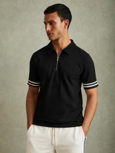 Image of Leriya Fashion T Shirt for Men | Polo T-Shirt for Man | Men's Half Zip Polo | Lightweight Breathable Summer Wear | Textured Knit Casual Stylish Tee | Short Sleeve Smart Casual Top for Man