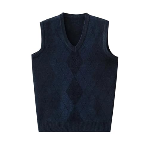 Men's Thermal V Neck Plaid Knitted Sweater Vest Fall Winter Layering Daily Sleeveless Waistcoat