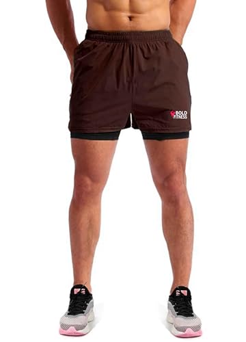Image of BOLD FITNESS 2 in 1 Active Dual Shorts with Inner Tights Layer | Men's Double Layer Short for Running, Gym & Sports