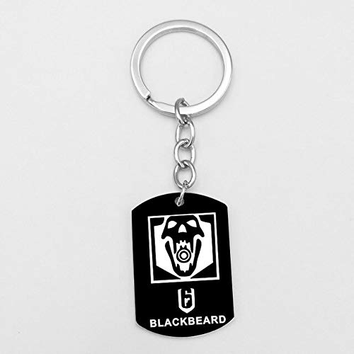 vlandho New Game Rainbow Six Siege Schlüsselanhänger Skull Edelstahl Keychain Key Ringu00a0u00a0u00a0Blackeard