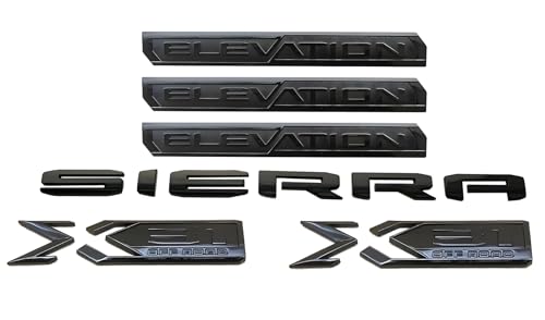 Image of 6pcs Elevation Sierra Bed X31 Emblem Replacement for 2019-2023 Door Tailgate Badge Nameplate (Gloss Black)