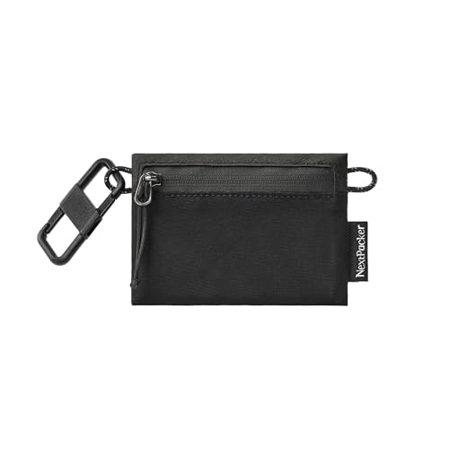 NextPacker Accessory Pocket Mini, 16 Cards Ultralight Travel Organizer Pouch with Dual Zippers & Hook Loop for Keys, AirPods & EDC Essentials(MeshShell, Shadow Black)