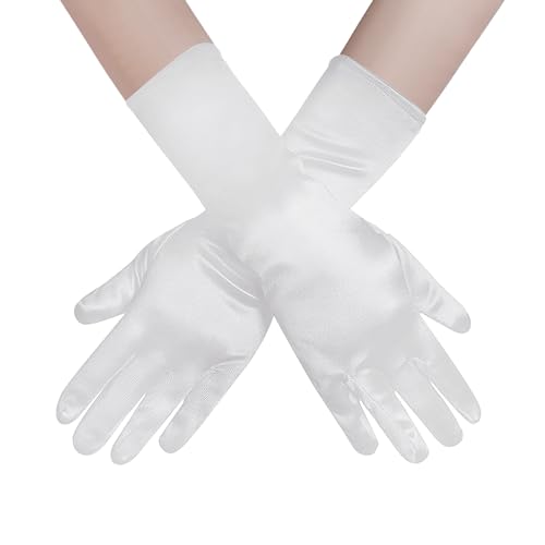 PURFUN Little Girls Novelty Opera Long Satin Gloves First Holy Communion Halloween Birthday Party Wedding Gloves for 6-10Yrs