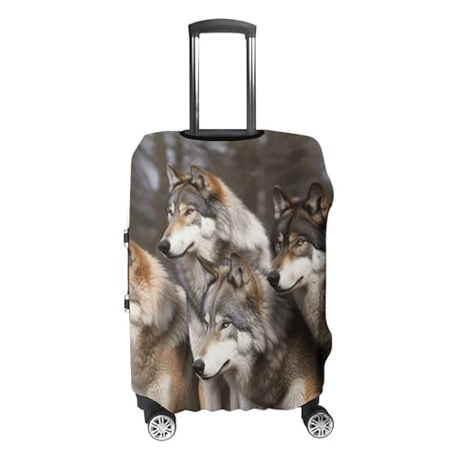 Different Colored Wolves Luggage Cover, Washable Elastic Suitcase Cover Protector Fit 18-32 Inch Luggage4