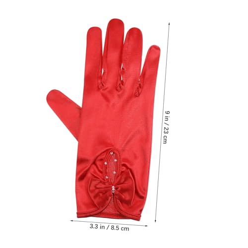 1Pair Elegant Satin Wedding Gloves for Evening Parties Costumes Bowknot Design Easy Maintenance Timeless Style for Weddings Tea Parties and Special Events2
