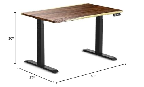 Image of Desky Dual Hardwood Sit Stand Desk - Electric Standing Desk - Dual Motor,3 Stage Adjustable Height Desk - Solid Wood Whole-Piece Top - Standing Desk with Cable Management
