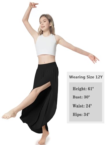 Image of EXARUS Girls Flowy Pants Dance Palazzo Wide Leg Teen Casual Baggy