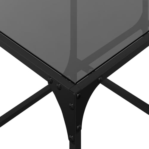 Table basse avec plateau en verre durable et structure en acier noir résistante - 8