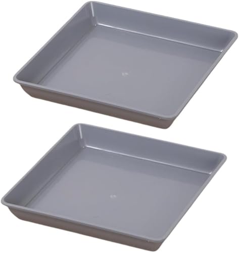 2個 植木鉢ベース 植物用 トレー プラスチック 四角 正方形 水受け プランター 鉢植え用 フラワーポット (35*35cm,グレー)