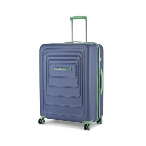 Image of uppercase Helix Solid (Large) 78Cm Textured Trolley Bag with Combination Lock, 8 Wheels, Eco Polycarbonate Luggage, Laundry Compartment, Durable Design for Travel - Suitcase for Men & Women Navy Blue