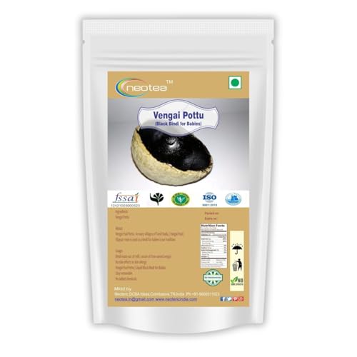 Neotea Vengai Pottu Black Bindi | Black Kajal for Babies Vengai Traditional D...