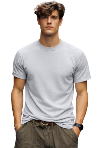 Image of INKKR Men's Solid Round Neck Half Sleeve Classic Cotton Bio-wash T-Shirt | Crew Neck Cotton Tshirt for Men
