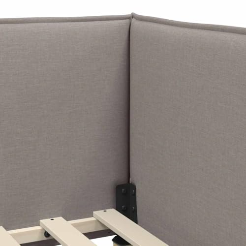 vidaXL Eckbettgestell mit Kopfteil Taupe 100 x 200 cm Stoff, Kompakter Daybed, modernes Bettgestell, platzsparendes Möbel, minimalistisches Design, ideal für kleine Schlafzimmer