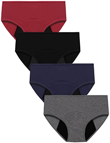 Kiench Teen Girls Period Panties Juniors Leak Proof Underwear Hipster 4-Pack
