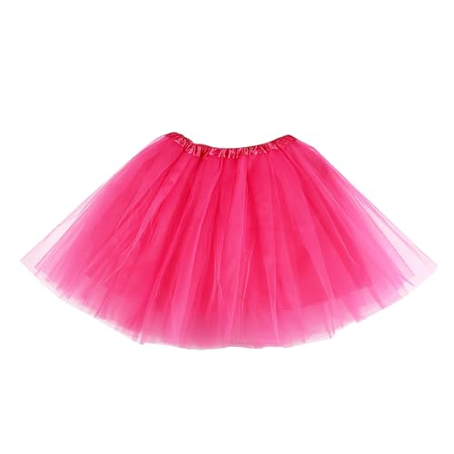 VilaGi Tulle Tutu Skirts for Women Adult Tutu Skirt Elastic 4 Layered Adult Tutu for Dance Ballet Skirts for Party Fancy Dress Outfit Costume for Women and Teens Hot Pink