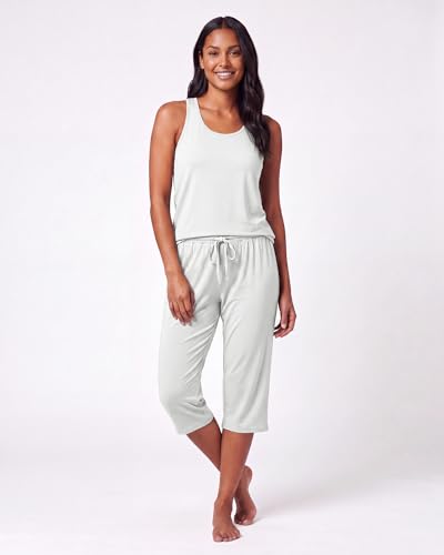 Image of 2 Pack Women's Pajama Sets 2 Piece Tank Top Capri Pants PJs Sleepwear Cute