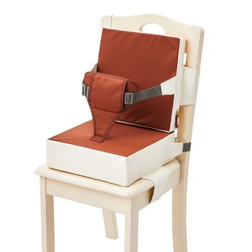 Sariny 子様用クッション 子供お食事クッション ベビーチェア用 背もたれ付き チェアクッション 洗える取り外し可能 こども座布団 ダイニング チェアクッションキッズ用 厚い チェア シート (ダークレッド)