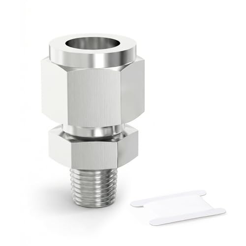 ERGAOBOY 1 Pieza Raccordo Conector Recto de Compresión Inox 304, Tubo OD 25mm x Macho 3/4" BSP Adaptador Hidráulico Neumático para Agua, Aceite, Gas, Aire