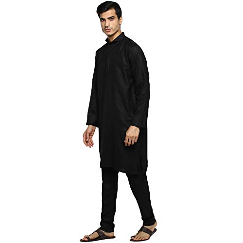Image of Royal Kurta Men's Cotton Knee long full Sleeve Solid Straight Kurta Pyjama Set