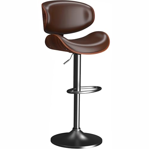 Image of YaFiti Bar Stools Modern Swivel Bar Chairs, Barstools Counter Height with Backrest for Bar, Kitchen, Dining Room, Brown