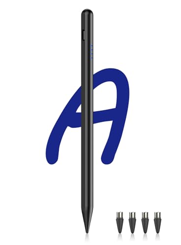 Stylus Pen for Android A11+/A9+ Pencil Power-Display Android Tablet Pen 4 POM Tip Rechargeable Stylus Pen for iPhone 17-6 Samsung Tab A11/A9 Other Smartphone and Tablet Devices (Black)