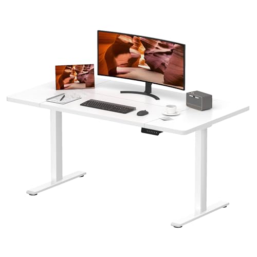 Image of Dual Motor Standing Desk, Large Stand Up Desks, 63x28 Inches Electric Sit Stand Desks, 4 Memory Preset Adjustable Height Desk Home Office Desks(White)