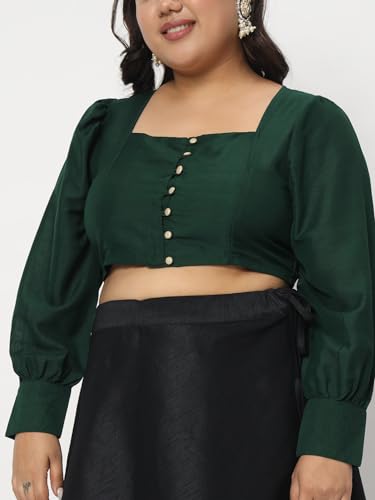 Image of studio rasa Women's Plus Size Chroma Button Down Crop Top for Wedding Festive Party
