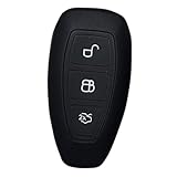 Silicone Key Fob Cover, Remote Key Protector Fit for Ford Mondeo Focus 3 MK3 ST Kuga Fiesta Escape Ecosport Titanium, 3 Buttons Key Fob Cover Protector for KR55WK48801 (Black)