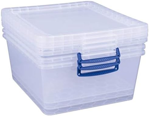 Really Useful Box 3 x 33.5 litre Nestable Box with lid - 380 x 460 x 285 mm - transparent