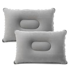 GXGM 2 pezzi Cuscino da viaggio gonfiabile,34 * 22CM cuscino gonfiabile da viaggio,Cuscini Gonfiabili Morbidi,cuscino campeggio,Cuscino per Il Collo,Cuscini Gonfiabili per Dormire（grigio）