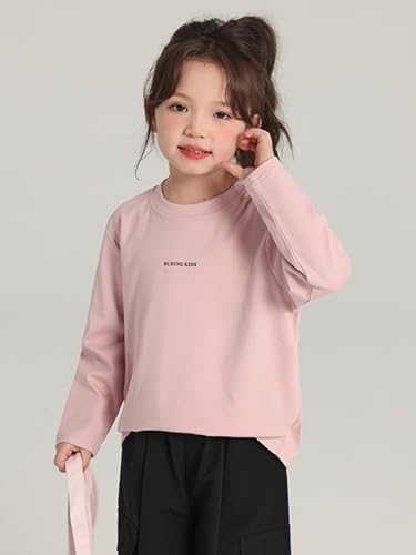 Image of 2026 Premium Girls Long Sleeve Crew Neck T-Shirt, Cotton Blend, Buding Kids Print, Casual Style